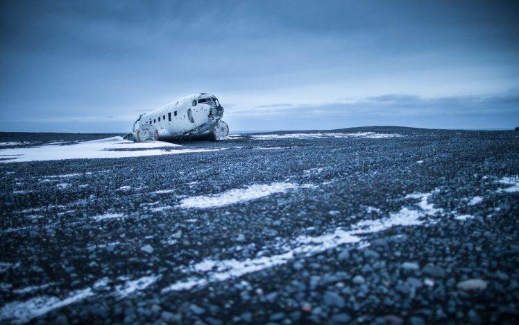 landscape, Wreck, Vehicle, Aircraft, Overcast, Snow, Abandoned HD Wallpaper Desktop Background