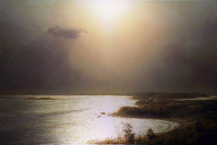 painting, Sea, Sunlight, Coast, Landscape HD Wallpaper Desktop Background