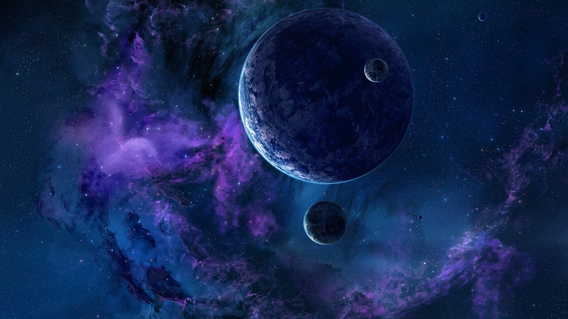 artwork, Digital Art, Space, Galaxy, Stars, Planet, Moon Wallpaper