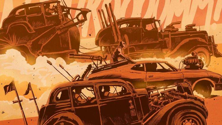 artwork, Digital Art, Mad Max: Fury Road, Dirt, Car, Dust HD Wallpaper Desktop Background