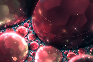 artwork, Digital Art, Crystallized, Bubbles, Abstract, Black And Red
