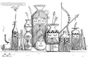 digital Art, Minimalism, White Background, Monochrome, Drawing, Vases, Pipes, Books, Fruit, Pears, Moustache, Bows, Arrows, Quote, Artwork, Eyes, Geometry