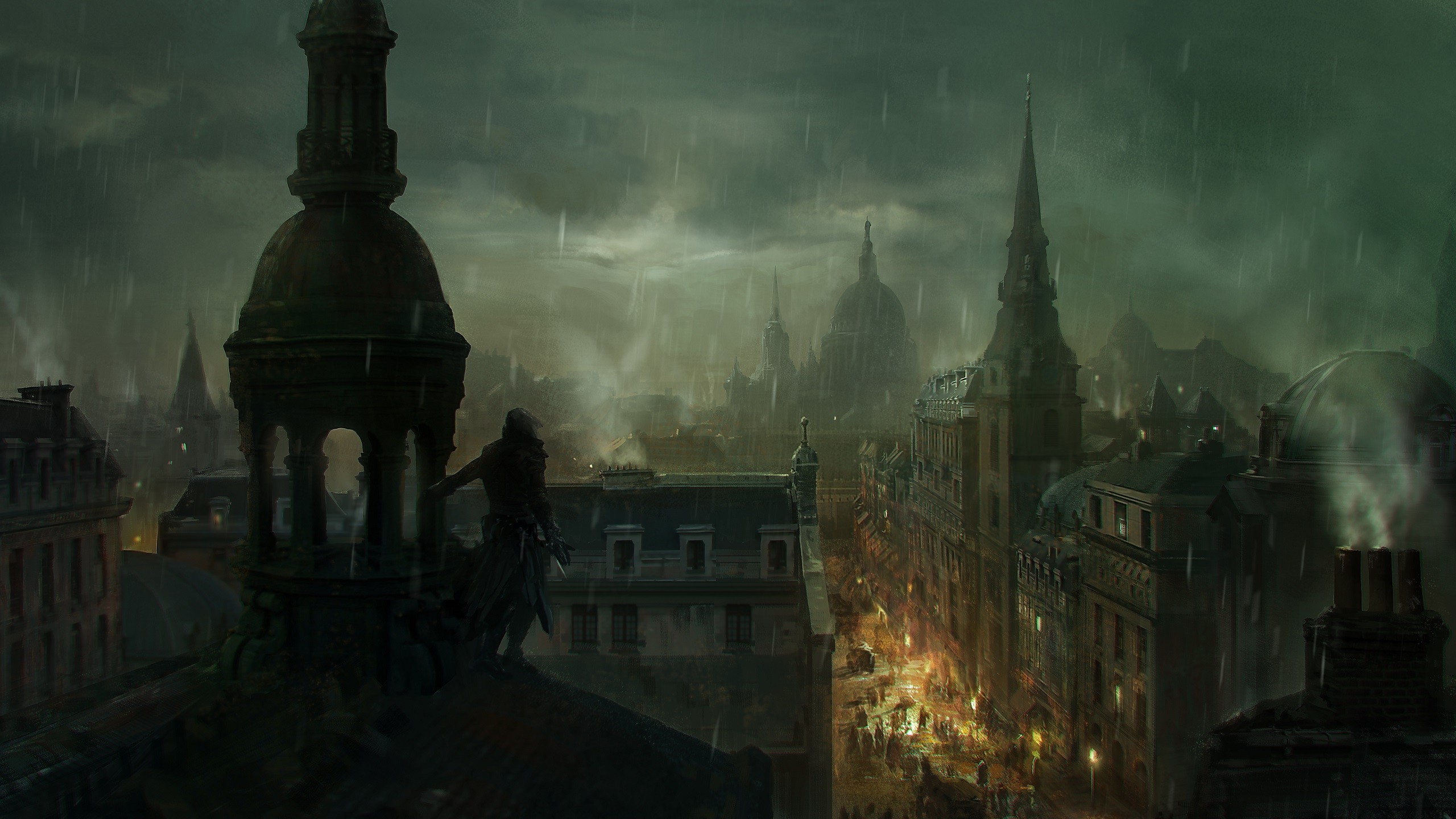 Assassins Creed Syndicate, Assassins Creed, Video Games, Artwork, Concept Art, City, Rain Wallpaper