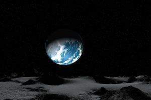 digital Art, Moon, Universe, Earth