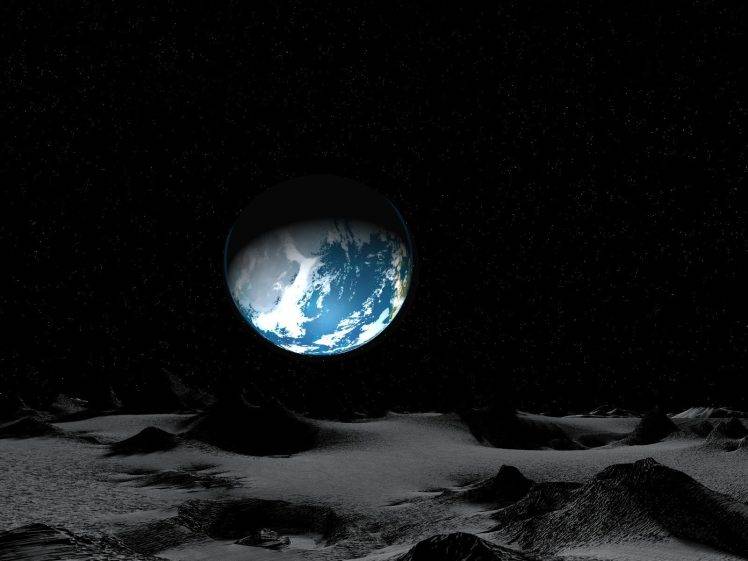 digital Art, Moon, Universe, Earth HD Wallpaper Desktop Background