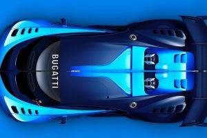 car, Sports Car, Concept Cars, Blue, Bugatti, Bugatti Concept, Bugatti Vision Gran Turismo, Blue Background, High View, Engines
