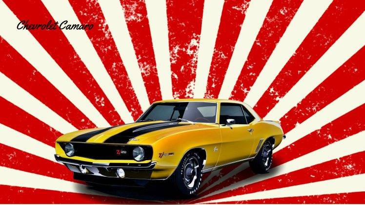 1969 Chevrolet Camaro SS, Yellow, Car, American Cars HD Wallpaper Desktop Background