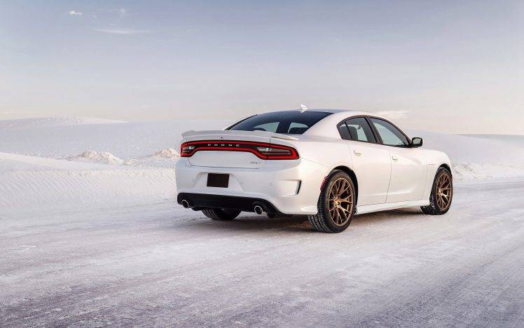 Dodge Charger Hellcat, Car, Snow, Winter, Road HD Wallpaper Desktop Background