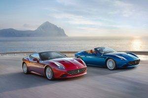 Ferrari California T, Convertible, Road, Sea, Sunset, Car