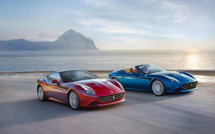 Ferrari California T, Convertible, Road, Sea, Sunset, Car HD Wallpaper Desktop Background