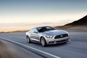 Ford Mustang GT, Car, Road, Sunset, Motion Blur
