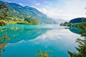 lake, Mountain, Cyan, Reflection, Nature, Landscape, Trees