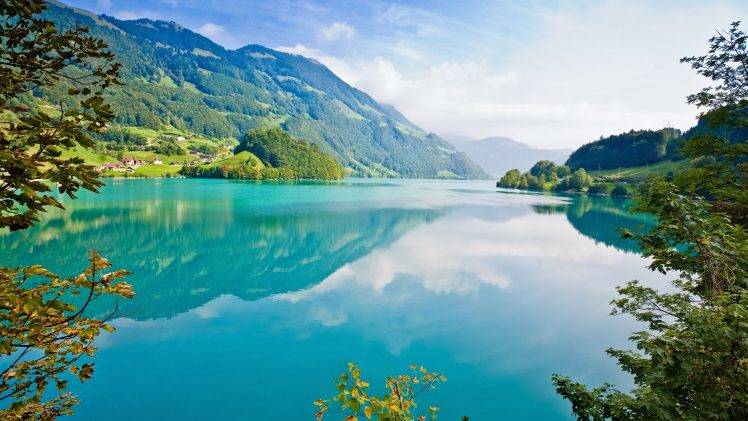 lake, Mountain, Cyan, Reflection, Nature, Landscape, Trees HD Wallpaper Desktop Background
