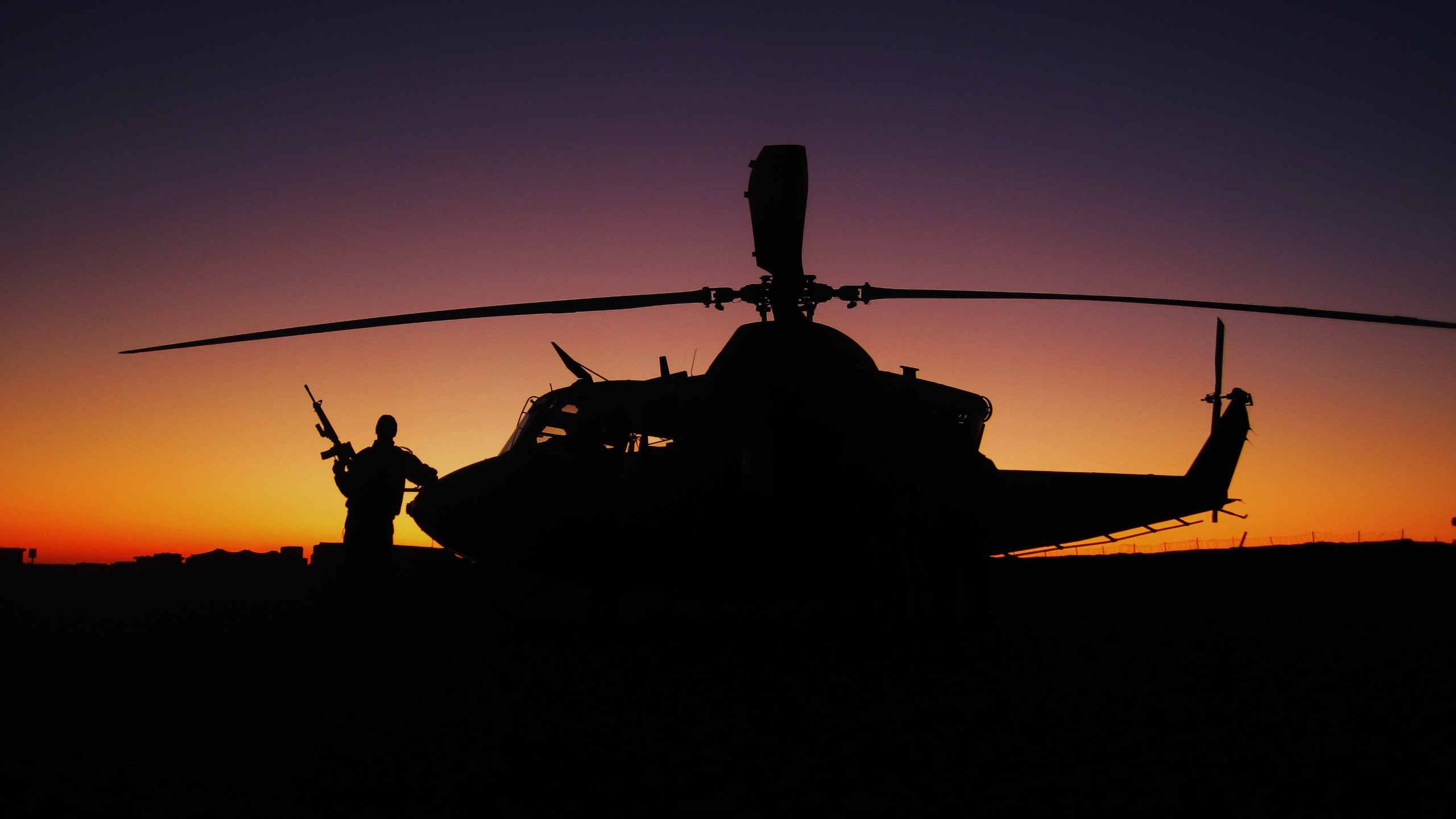 military, Aircraft, Military Aircraft, Helicopters, Bell CH 146 Griffon, Royal Canadian Air Force, Silhouette, Shadow, Sunset Wallpaper