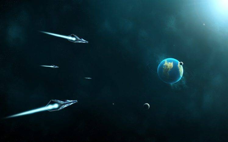 space, Spaceship, Planet, CGI, Futuristic, Moon HD Wallpaper Desktop Background