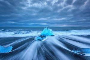 photography, Long Exposure, Nature, Landscape, Water, Sea, Clouds, Horizon, Blue, Ice, Waves