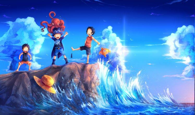 One Piece Monkey D Luffy Waves Portgas D Ace Sabo Fish Lens Flare Rock Wallpapers Hd Desktop And Mobile Backgrounds