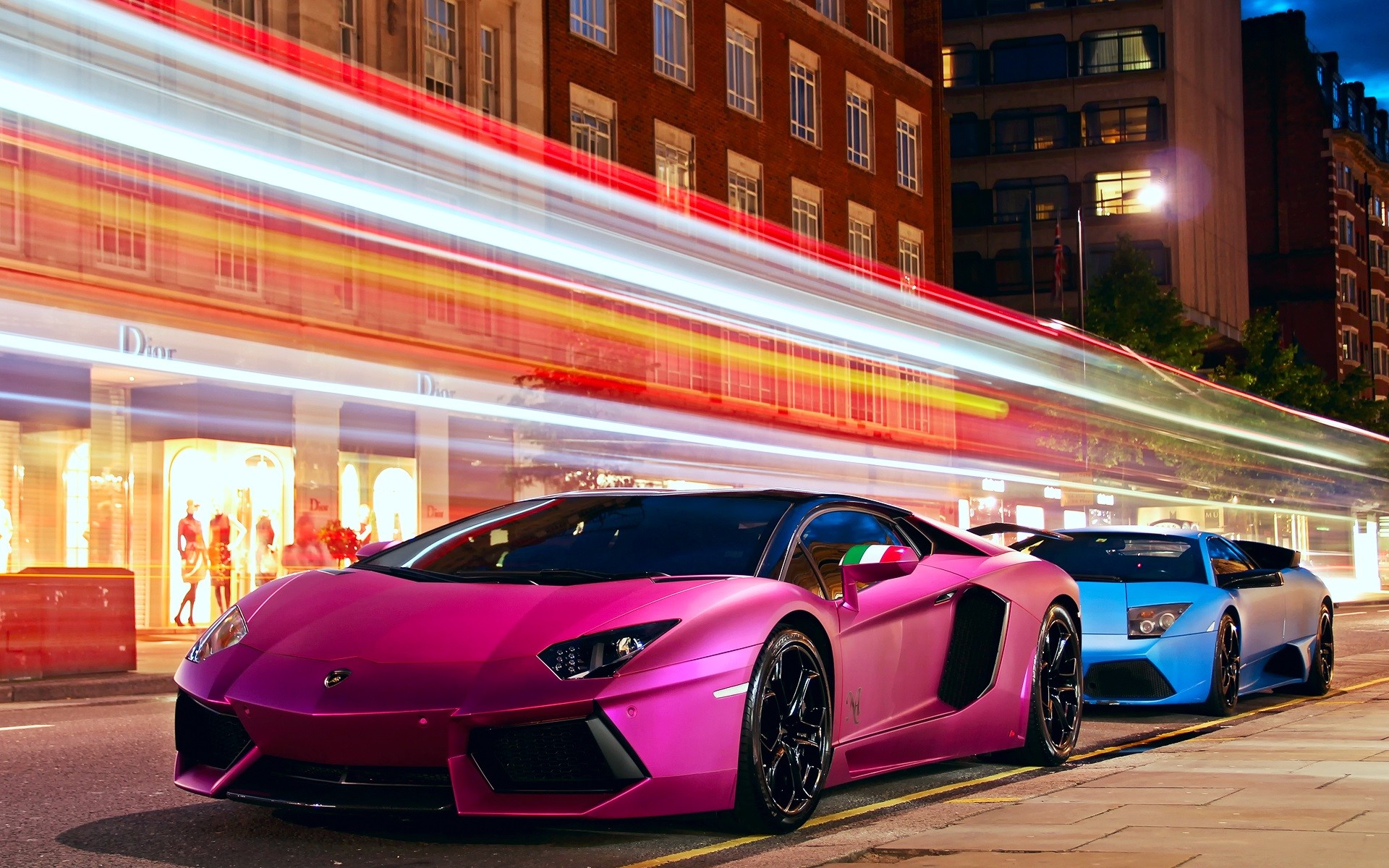 car, Lamborghini, Pink, Motion Blur, Lamborghini Aventador, Lamborghini Murcielago Wallpaper