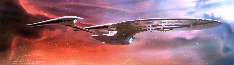 Star Trek, USS Enterprise (spaceship), Space, Nebula, Multiple Display HD Wallpaper Desktop Background