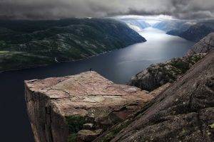 nature, Landscape, Preikestolen, Norway, Fjord, Mountain, Clouds, Rock