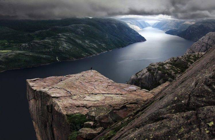 nature, Landscape, Preikestolen, Norway, Fjord, Mountain, Clouds, Rock HD Wallpaper Desktop Background