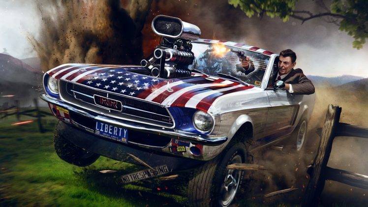 Ford Mustang, Gun, Explosion, Hill, USA, Ronald Reagan HD Wallpaper Desktop Background