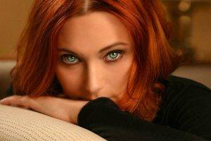 redhead, Green Eyes, Women