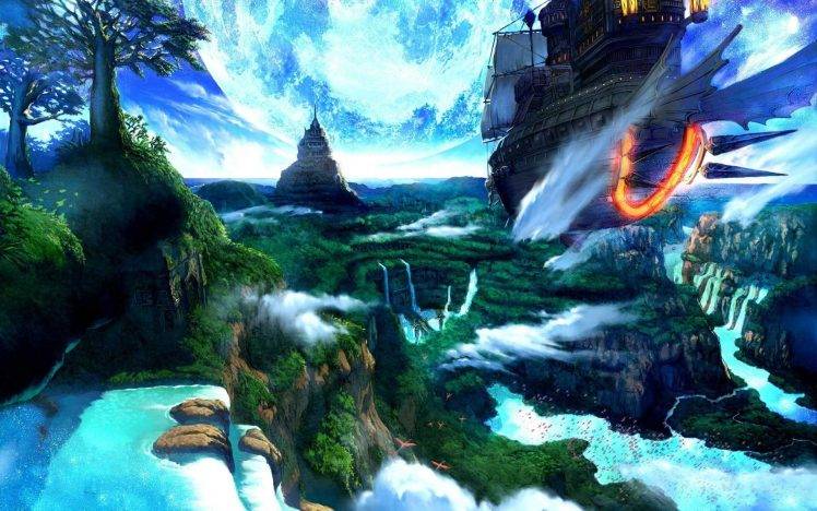 landscape, Fantasy Art, Nature, Waterfall HD Wallpaper Desktop Background