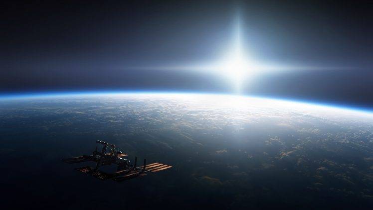 space, International Space Station, Earth, Sun, Lens Flare, ISS HD Wallpaper Desktop Background