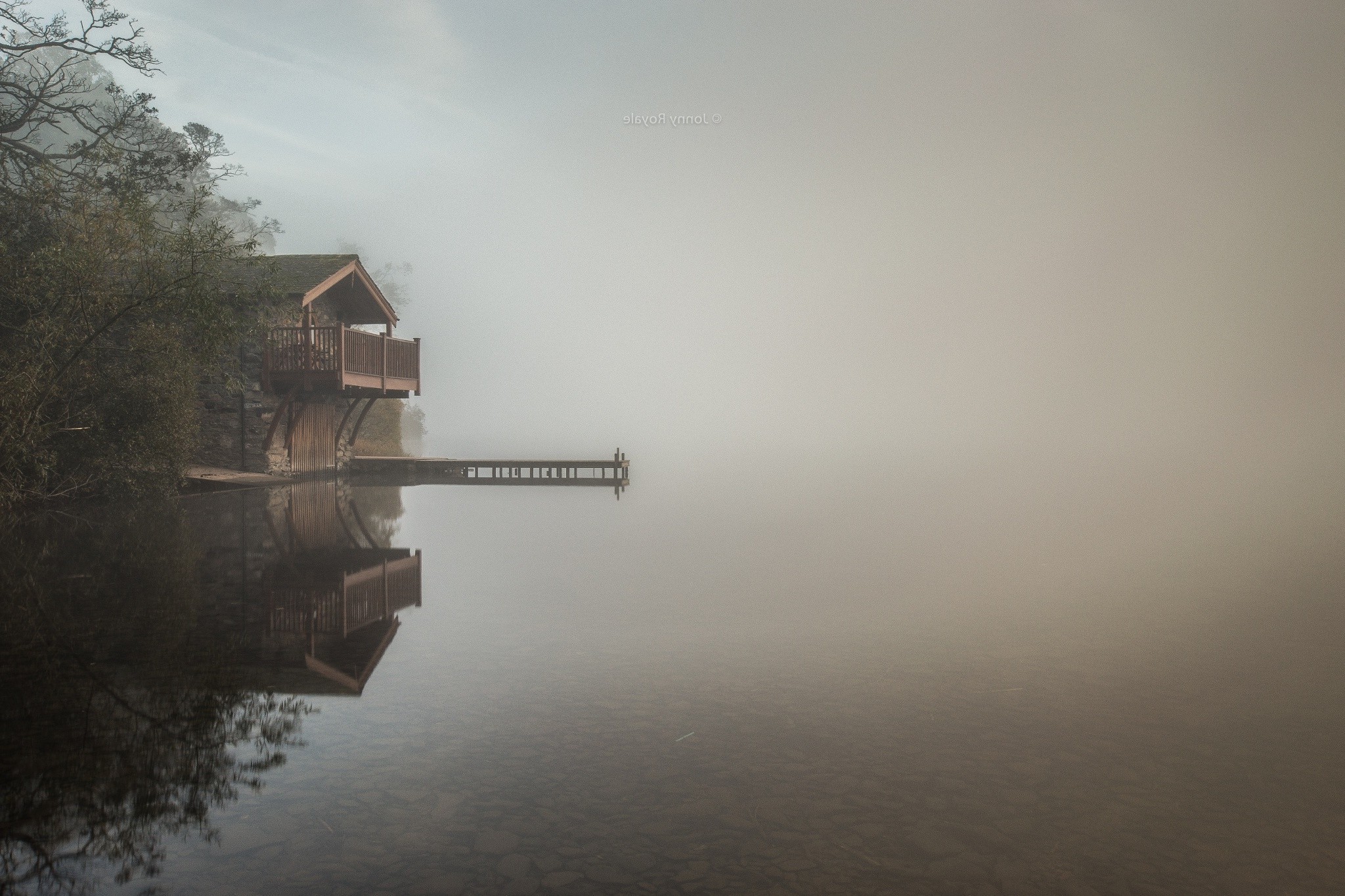 nature, Landscape, Lake, Mist, Boathouses, Trees, England, Water, Reflection, Morning, Calm Wallpaper