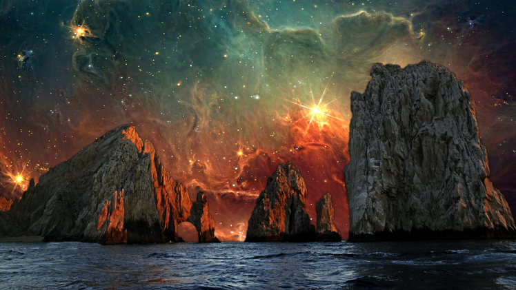 Earth, Water, Universe, Sea, Mountain, Photo Manipulation HD Wallpaper Desktop Background