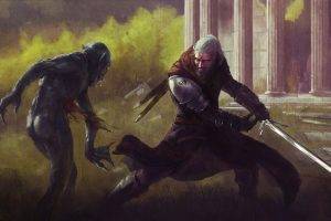 artwork, Fantasy Art, Geralt Of Rivia, The Witcher, Sword, The Witcher 3: Wild Hunt, Video Games