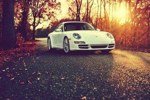 Porsche  Cayman, White, Fall, Sunset