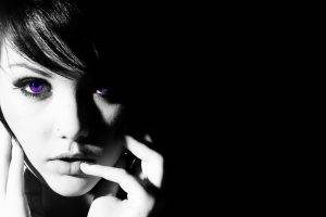 purple Eyes, Monochrome, Women, Face, Melissa Clarke