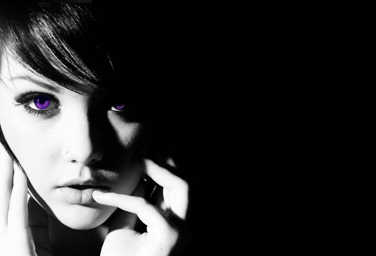 purple Eyes, Monochrome, Women, Face, Melissa Clarke HD Wallpaper Desktop Background
