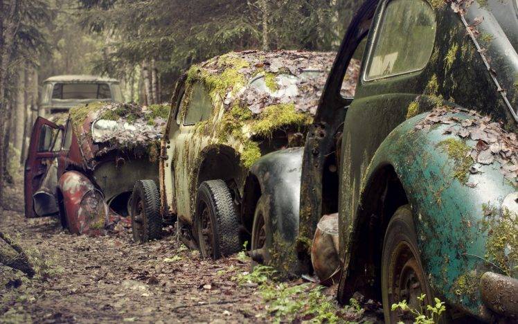 old Car, Abandoned, Moss, Rust, Urban Exploration HD Wallpaper Desktop Background