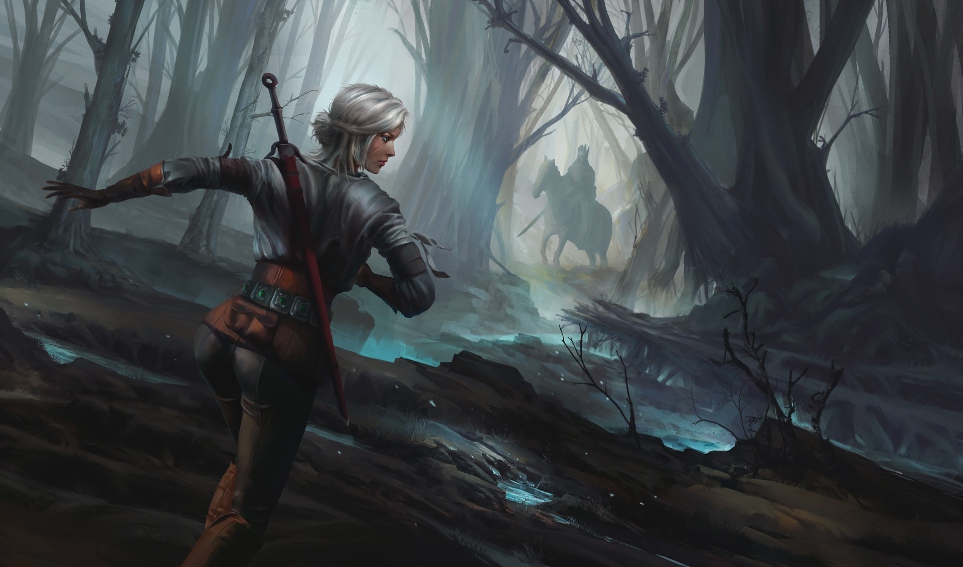 Ciri, The Witcher, Video Games, Artwork, Concept Art, Women, Sword, White Hair, The Witcher 3: Wild Hunt Wallpaper
