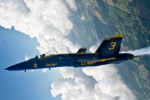 military, Military Aircraft, McDonnell Douglas F A 18 Hornet, US Air Force, Blue Angels, Clouds