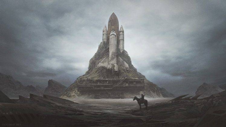 launch Pads, Space Shuttle, Wasteland, Apocalyptic, Dystopian, Horse HD Wallpaper Desktop Background