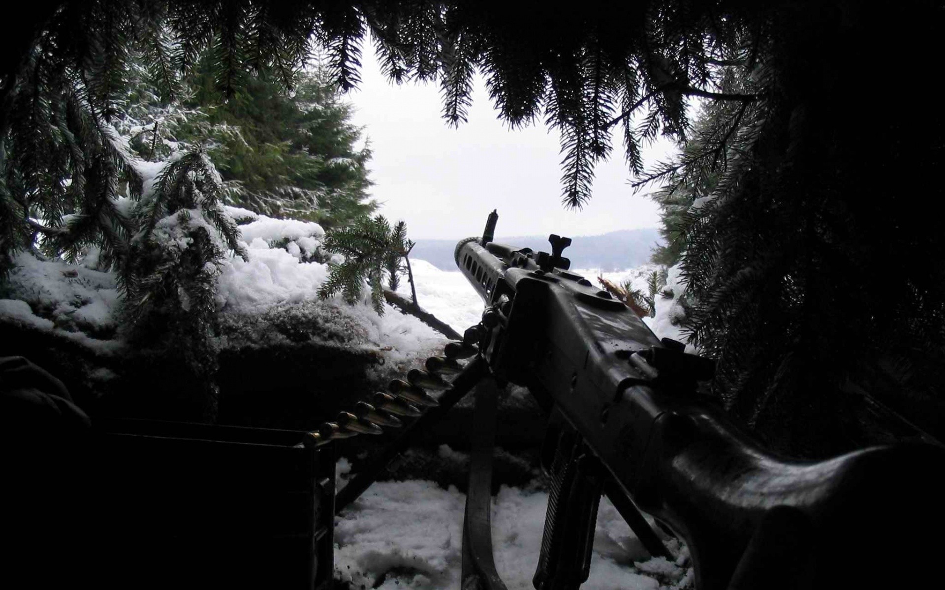 military, Snow, Machine Gun Wallpaper