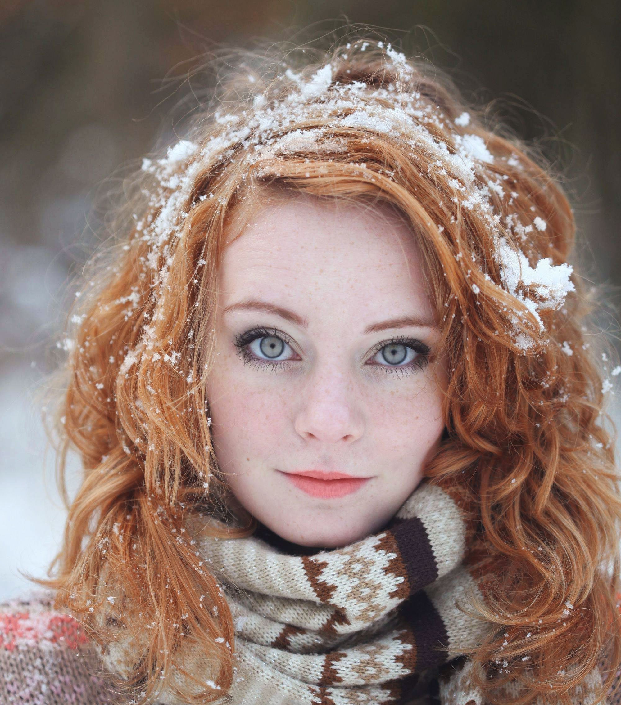 women, Redhead, Gray Eyes Wallpaper