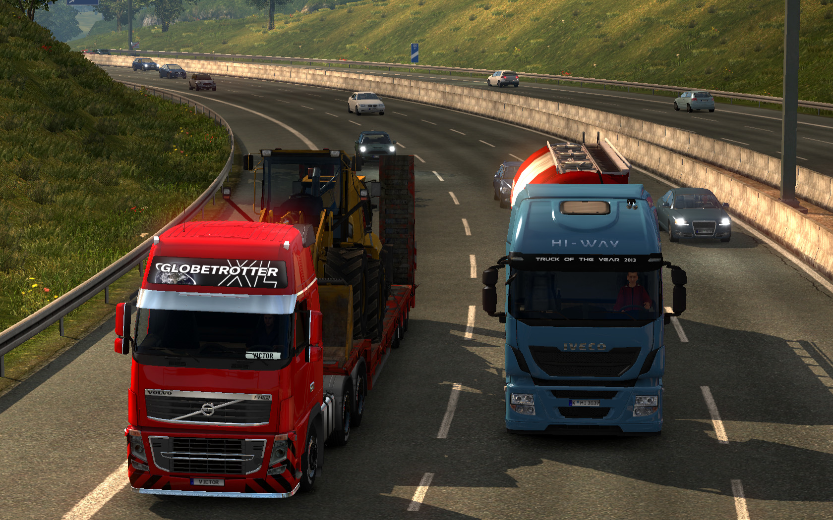 Euro Truck Simulator 2, Video Games, Night, Sun, Morning, Road, Car
