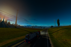 Euro Truck Simulator 2, Video Games, Night, Sun, Morning, Road, Car, Trucks, Cargo