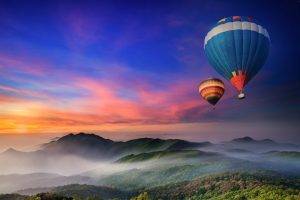 balloons, Hot Air Balloons, Nature, Landscape, Sunset, Mist