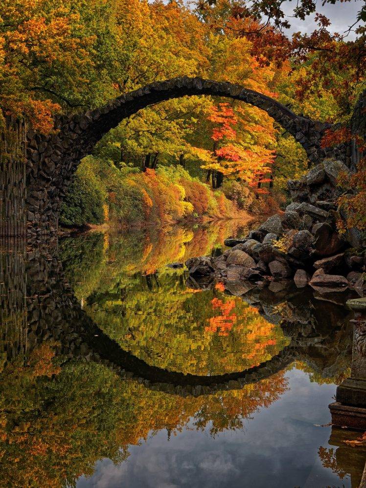 bridge, River, Reflection, Landscape, Fall, Colorful, Germany HD Wallpaper Desktop Background