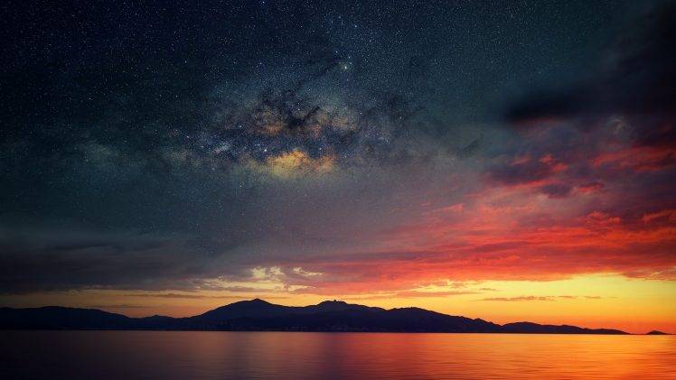 Corsica, Abstract, Space, Water, Sea, Sunset HD Wallpaper Desktop Background