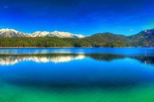 nature, Landscape, Panoramas, Lake, Mountain, Forest, Germany, Blue, Sky, Green, Water, Reflection, Snowy Peak