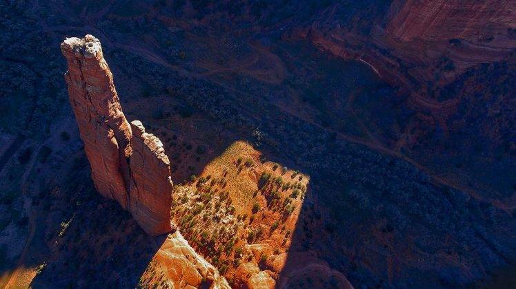 nature, Landscape, Arizona, Canyon, Rock, Shrubs, Aerial View, Shadow, Sunlight HD Wallpaper Desktop Background