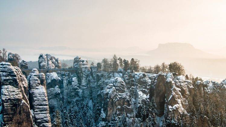 nature, Rock, Snow, Bridge HD Wallpaper Desktop Background