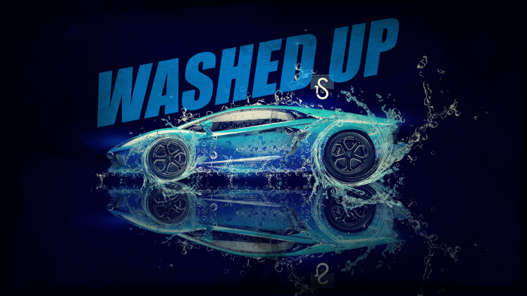 Lamborghini Aventador, Water, Blue HD Wallpaper Desktop Background